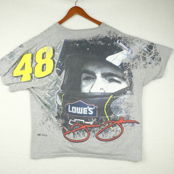 Nascar Jimmie Johnson 48 Lowes T Shirt Mens Extra Large Gray All Over Print - Picture 4 of 8